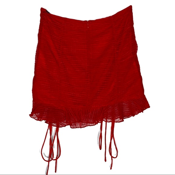 4si3nna Ruched Red Mini Skirt Size Small - Picture 6 of 12